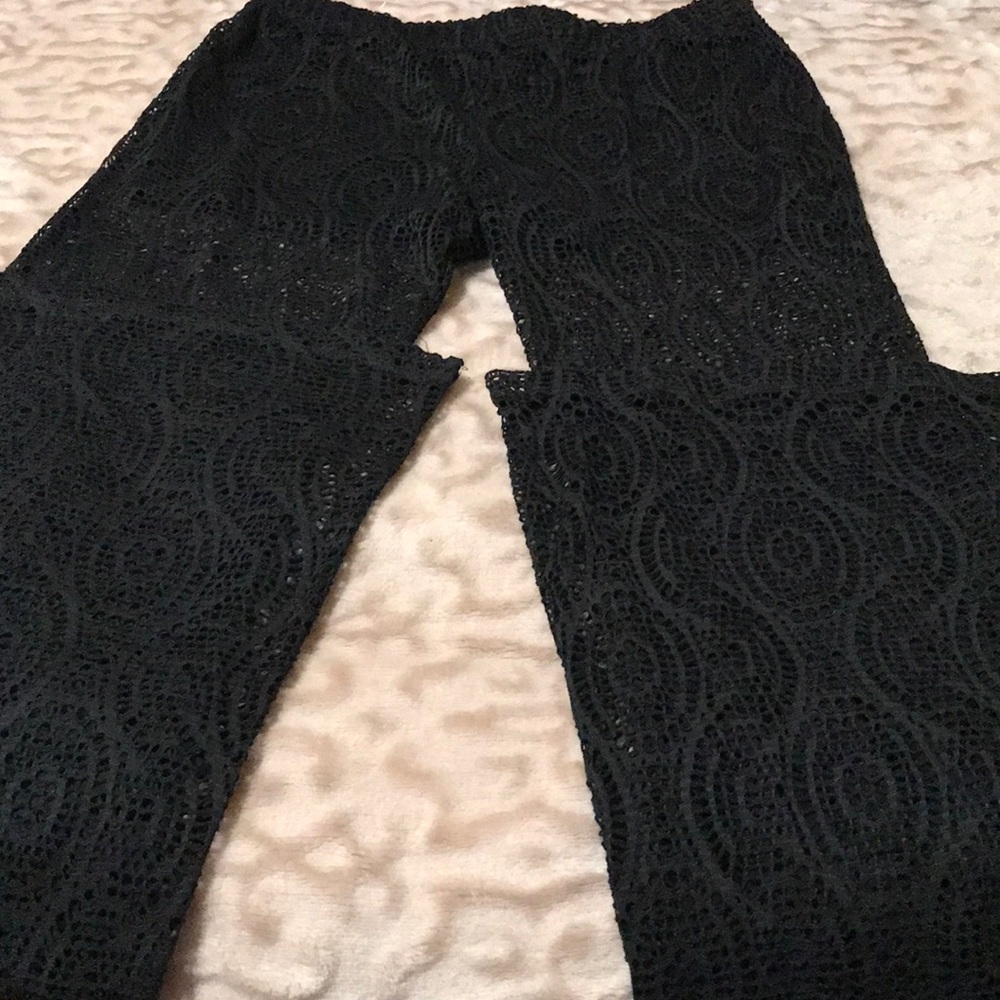 Lace pants with attached shorts